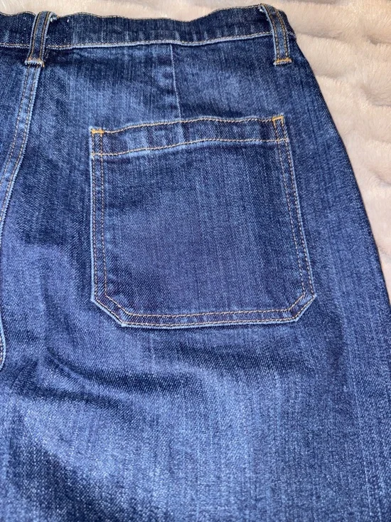 J. Crew High-Rise Dark Blue Denim Pencil Skirt with Front Buttons - Picture 14 of 14